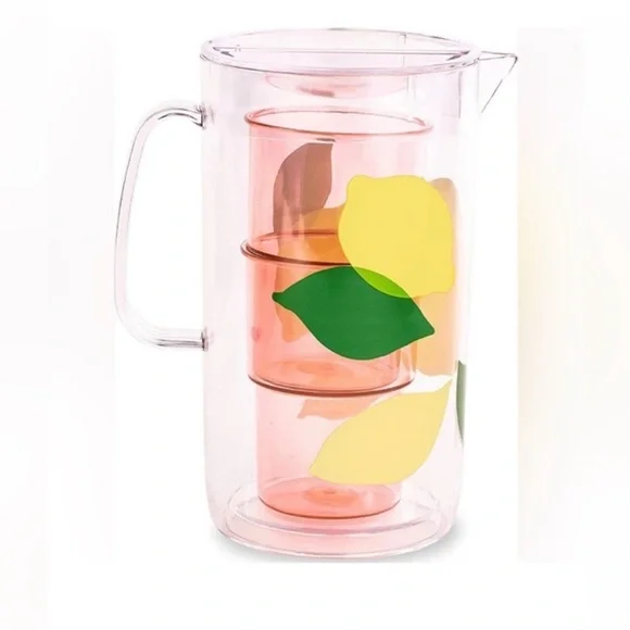 Kate Spade Lemon Pitcher Lemonade Stand Hostess Gift Acrylic NIB - Picture 2 of 3